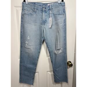 NWT AG Adriano Goldschmied Ex-Boyfriend Slouchy Slim Fit Light Wash Distressed